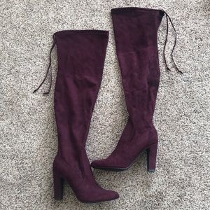 Maroon over the knee faux unisa maroon boots